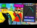 Nikilis (Owner) Gives Me The RAREST KNIFE In Roblox Murder Mystery 2..