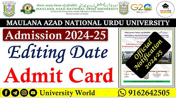 Manuu Editing Date & Admit Card 2024-25 || Manuu Admission 2024 || @UniversityWorld