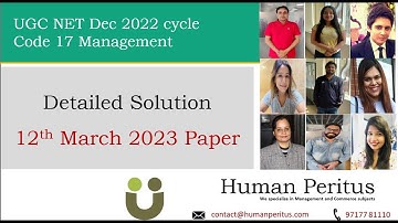 UGC NET Code 17 | Dec 2022 cycle | Detailed Solution | 12th March 2023 paper