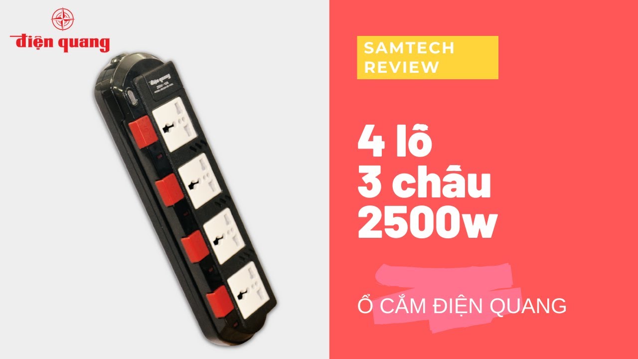 Ổ cắm điện chịu nhiệt Điện Quang ĐQ ESK SM740SL 4 lỗ 3... - youtube