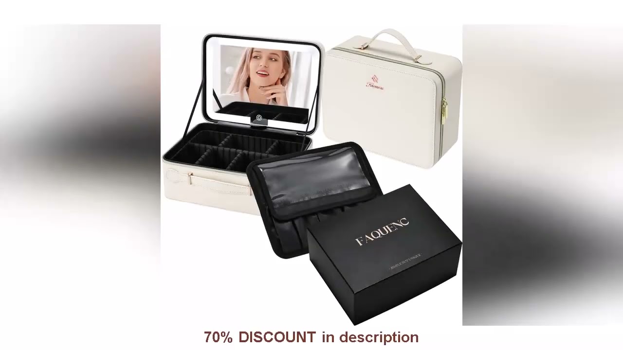 Best Products You Should Know! Leather Makeup Case with LED Lighted Mirror Travel Makeup Bag Cosm