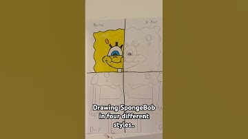Drawing SpongeBob in four different styles… #art #drawing #spongebob #fyp