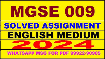 mgse 9 solved assignment 2024 | mgse 9 solved assignment in english 2023-24 | mgse 9 2024