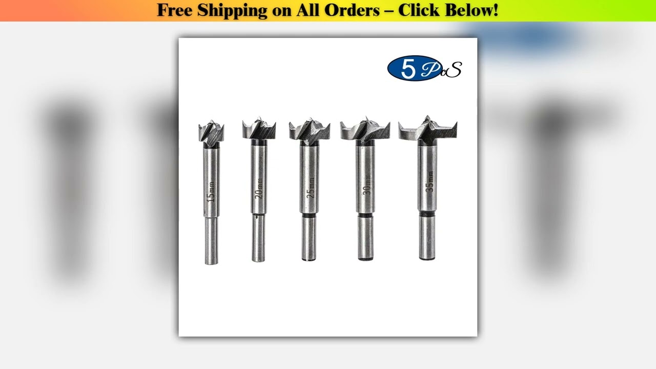 NINDEJIN Forstner Drill Bit Set 5pcs Carpenter 15-35mm Carbide Carbon Steel Woodworking Hole Saw