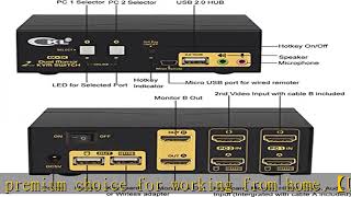 CKL HDMI KVM Switch 2 Port Dual Monitor Extended Display, USB KVM Switch HDMI 2 in 2 Out with Audio