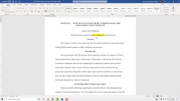 Thesis and Dissertation Tutorial Part 3: Structuring Your Journal Paper Chapter