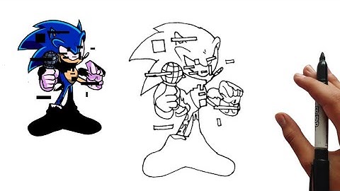 How To Draw FNF MOD Character Pibby Sonic Friday Night Funkin