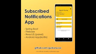 Subscribed Notifications - Spring Boot Backend & Firebase & ReactJS Panel & Kotlin Android App