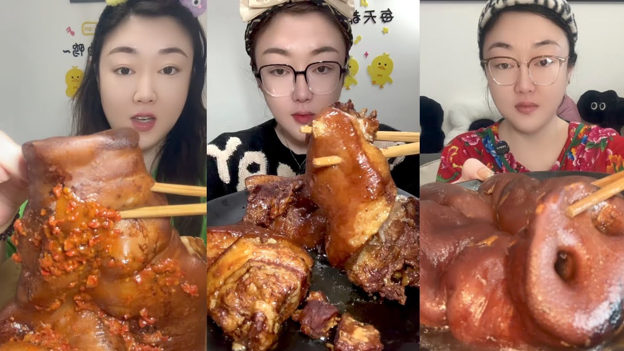 ASMR Mukbang#96:Eat  braised pork 🧠 belly pig  bone marrow 🤤😍