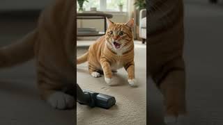 😱 Funny Cat Reacts to Vacuum Cleaner - Orange Tabby Cat Video 🔊🐈 #shorts #catvideos