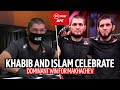 Khabib Nurmagomedov celebrates with Islam Makhachev after dominant UFC 259 win!