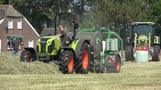 Hooi in midibalen persen met Claas Elios 210 en Agronic Midifix door Winkel Landbouwmachines (2023)