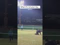 Tennis player hits ball into the sky, falls over, then the ball lands on his head! Ouch!
