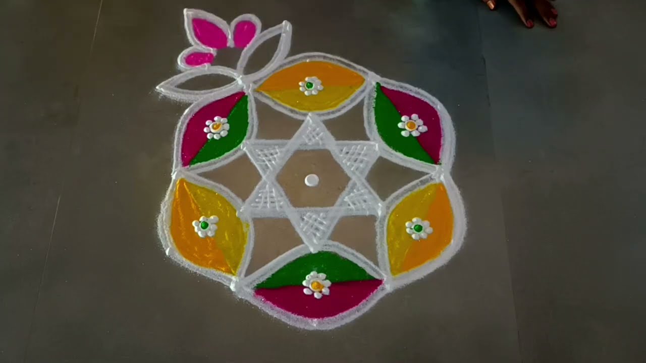 Thaipoosam специальный простой звездчатый колам/#simplerangolidesign/thaipoosam kolam/gokulramya ...