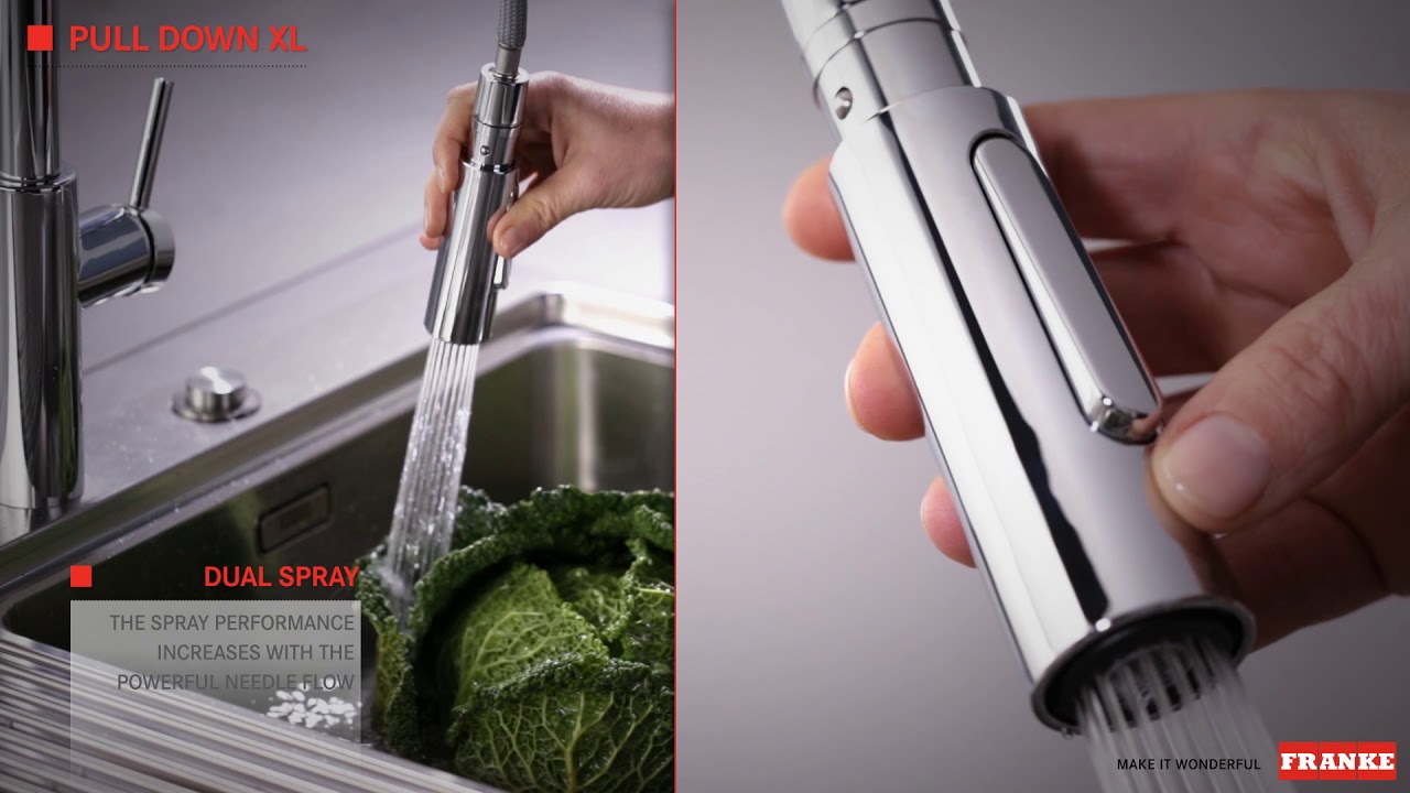 Franke Pescara L Professional Stainless Steel Kitchen Mixer Tap With Pull Out Flexible Spray