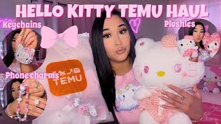 THE CUTEST HELLO KITTY TEMU HAUL | 20+ items | (plushies, keychains, pouches, &amp; accessories)