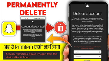 [ ✅FIX ] 72 Hours Problem Snapchat | Snapchat Kaise Delete Kare | How To Delete Snapchat Account