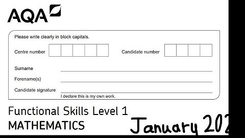 Functional Skills Maths L1 Jan2022 AQA