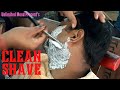 💈Full Clean Shave Face with Straight Razor, Shaving Cream at Roadside Barber Shop & Head Massage