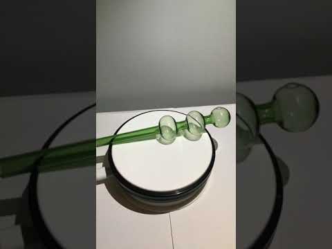 PYREX 8 INCHES GLASS OIL BURNER PIPE COLOR TRIPLE BUBBLES FANCY DESIGN 