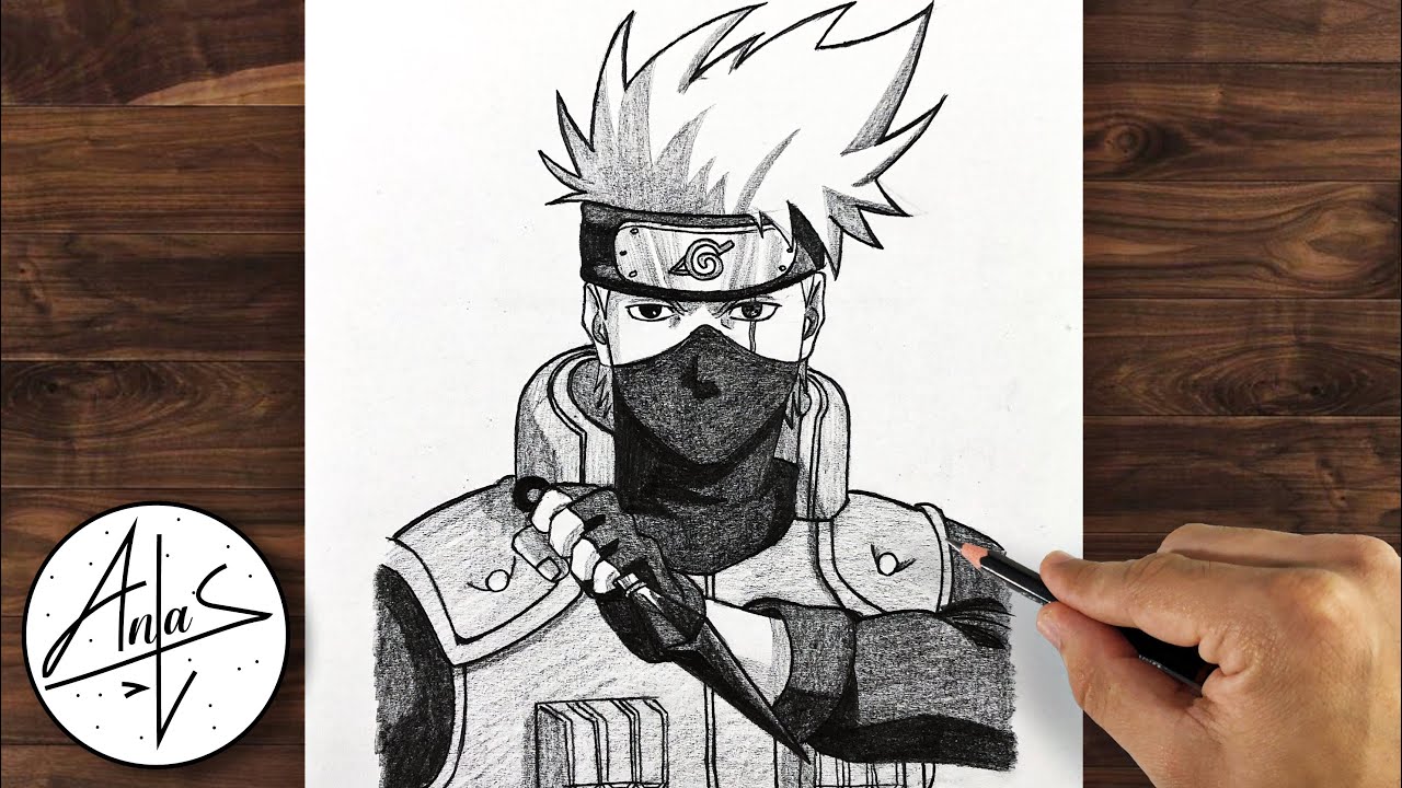 How to draw Kakashi - Easy Naruto drawings for beginners