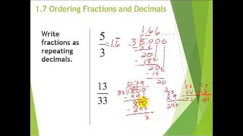 6th Grade 1.7 Ordering Fractions and Decimals