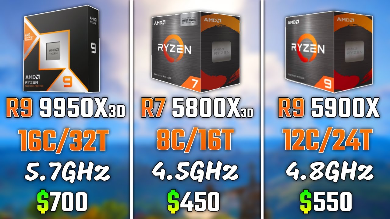 RYZEN 9 9950X3D vs RYZEN 7 5800X3D vs RYZEN 9 5900X | Test in 6 Games