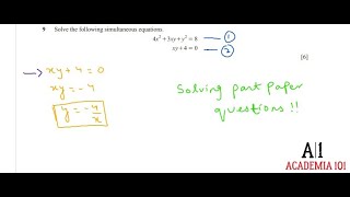 How To Solve Simultaneous Equations - Mathematics - Additional (4037) and IGCSE- With Past Paper