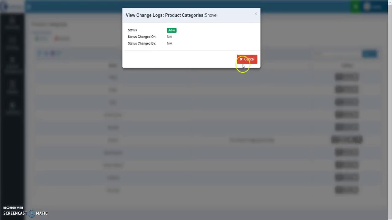 View Product Category Change Logs