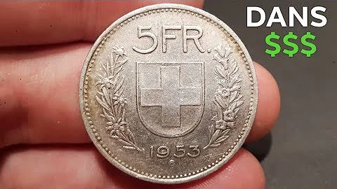 1953 5 SWISS FRANCS Coin VALUE + REVIEW