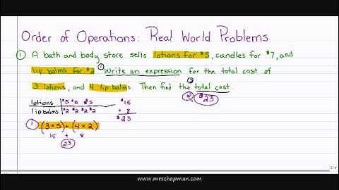 6th Grade: Order of Operations Real World Problems 1.3b