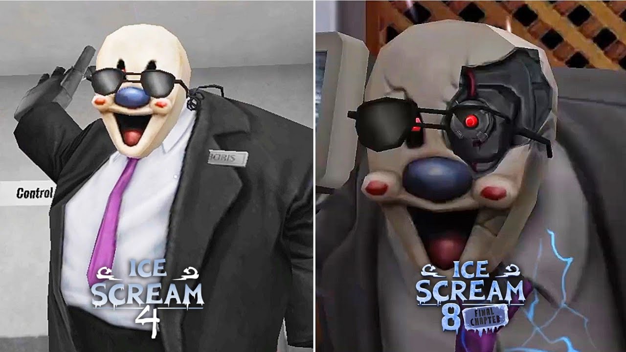 Boris In Ice Scream 4 VS Ice Scream 8 