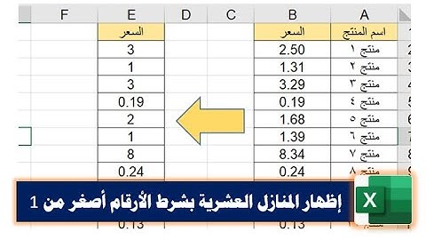 أسرار الإكسيل| إظهار المنازل العشرية بشرط أن تكون أقل من1