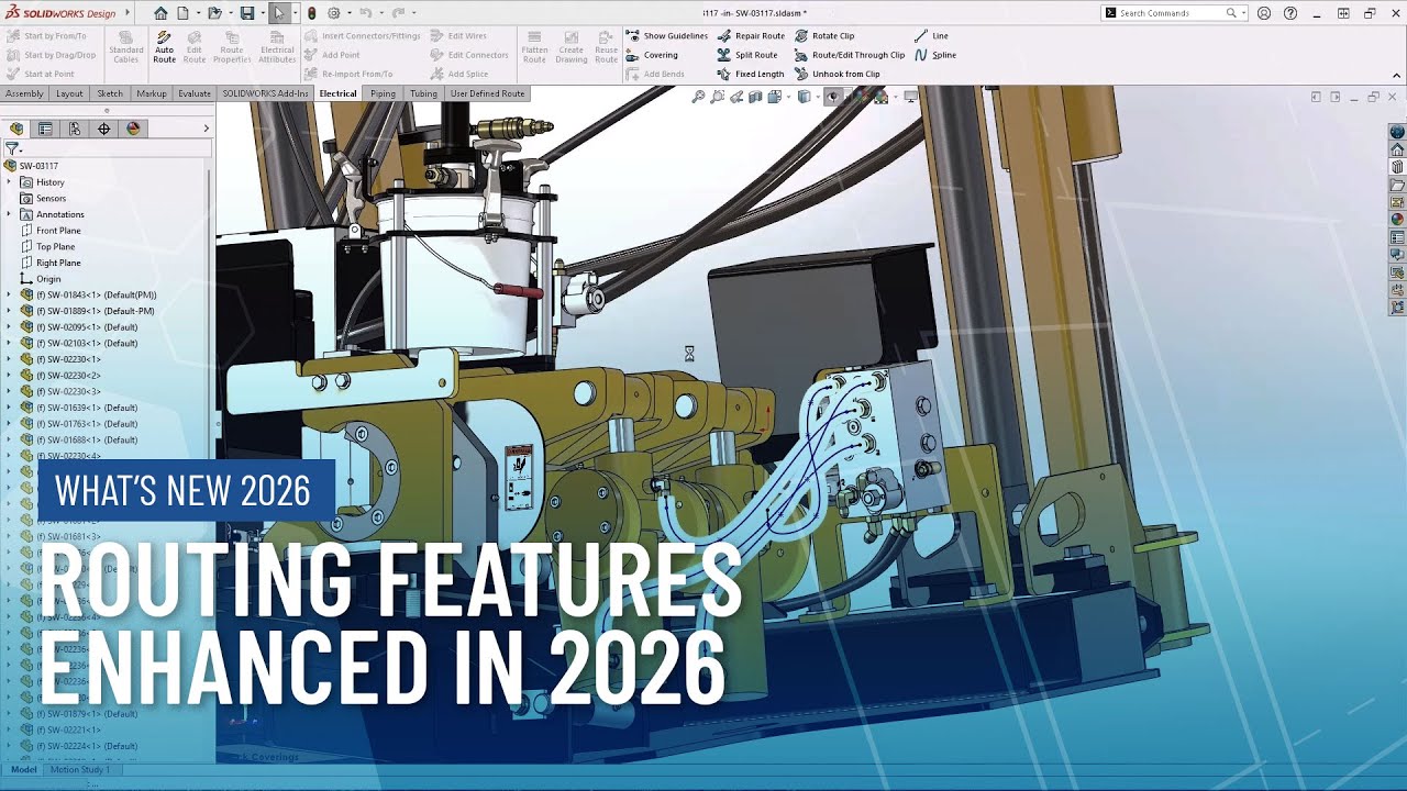Solidworks Route Feature New Features for Routing | What's New in SOLIDWORKS 2026 - YouTube