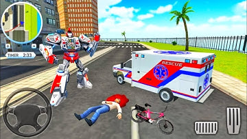 Ambulance Robot City Rescue Driving #3 - City Road Accident Emergency Crazy Drive - Android Gameplay