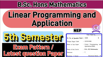 Linear Programming and Application Bsc Hons Mathematics 5th Semester previous year question paper du