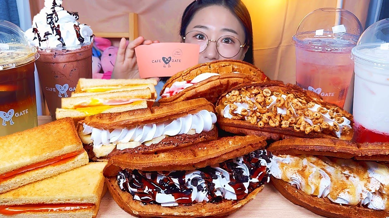 출출할 때 먹는 찐 K디저트의 정석🥤 카페게이트 와플 토스트 디저트 먹방 Dessert Mukbang