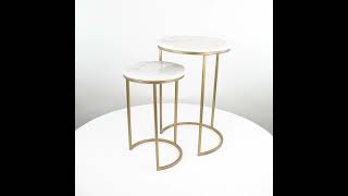 Bercher White Marble Top Nesting Tables (Set Of 2) | The Purple Turtles