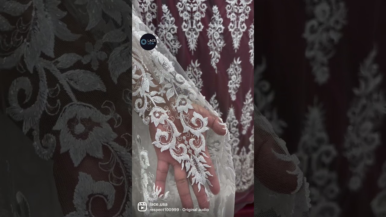 Beaded Lace Fabric 52” Wide GD-13315, Available in Off White & White. 