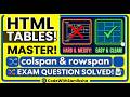HTML Table Colspan and Rowspan | Solved Practical Exam Question | Hindi Tutorial | Tech