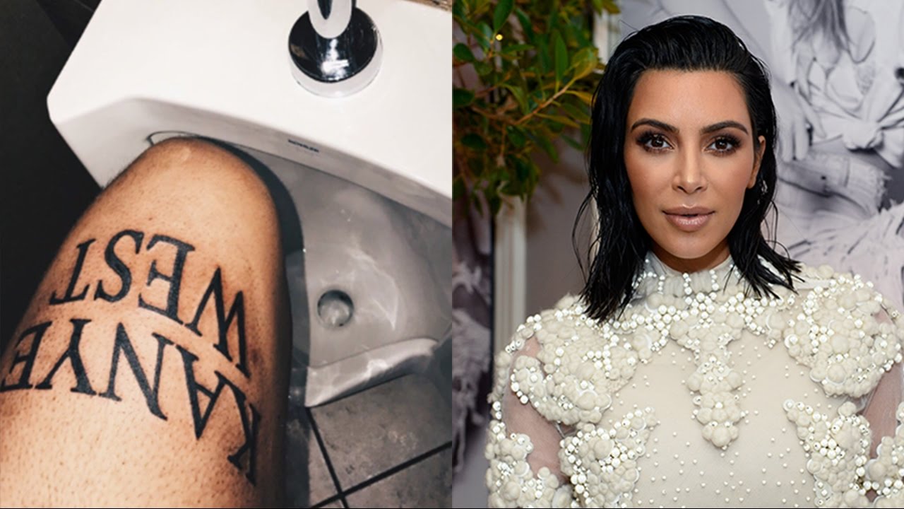 Kim Kardashian Approves Of Fan S Huge Tattoos Of Her Kanye S Names Youtube