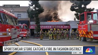 Clothing store engulfed in flames in downtown LA Fashion District