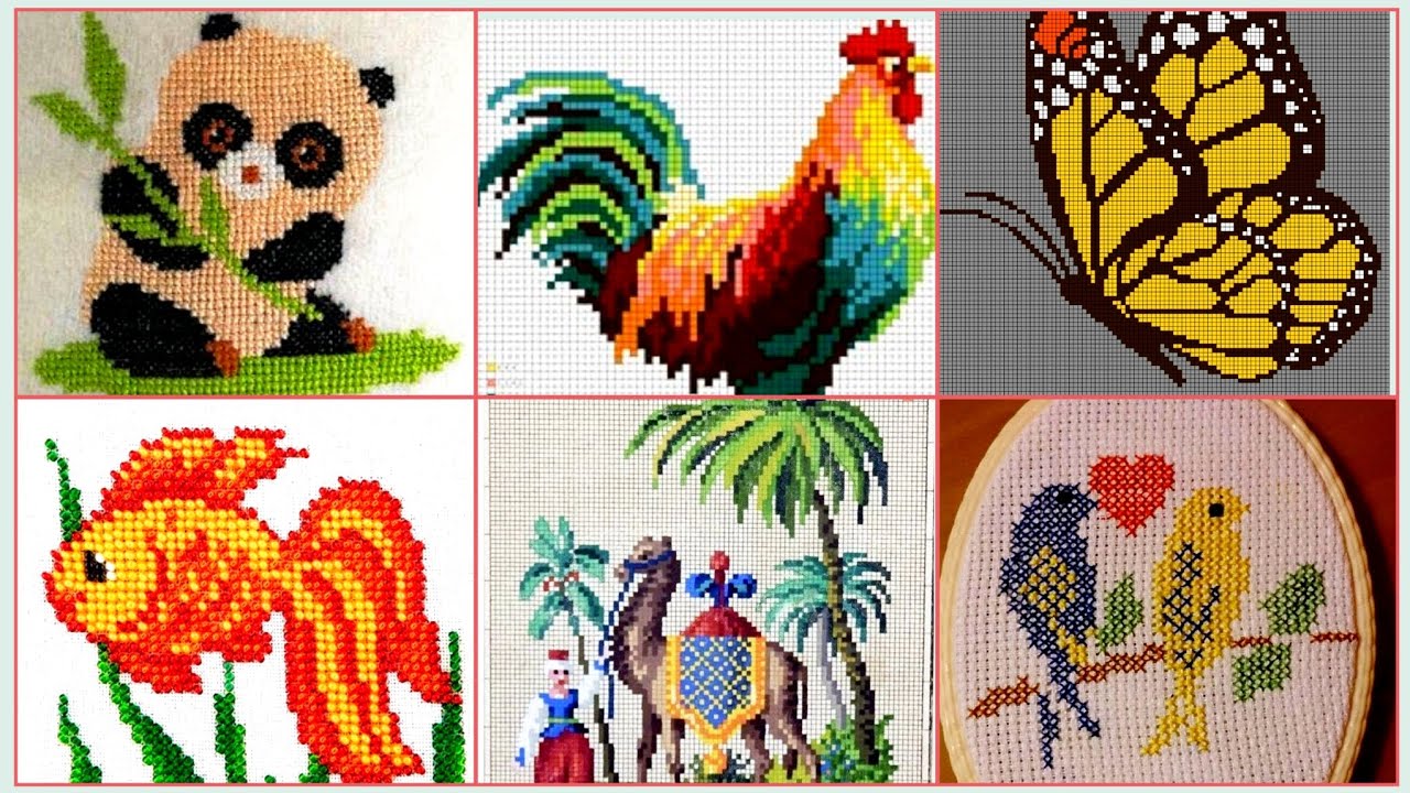 Mixed Cross Stitches Hand Embroidery Easy To Count Patterns Colorful 