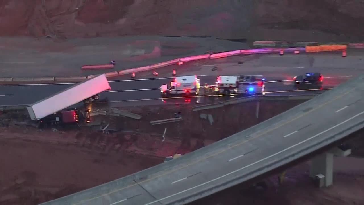 Semi-trailer crash shuts down southbound I-35 near I-44 in northeast ...