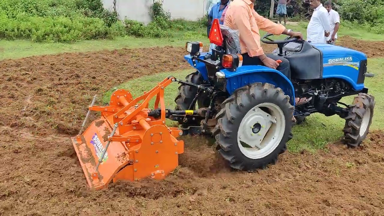 SONALIKA GT22 ROTAVATOR 4WHEEL DRIVE VELLORE RANIPET DEMO TAMILNADU SONALIKA ROTAVATOR