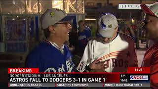 Fans react after Astros fall to Dodgers 3-1 in Game 1 of World Series