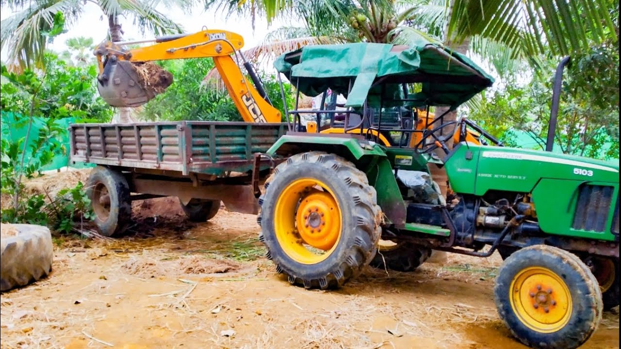 Jcb and Tractor tailer loading video jcb Tractor john deere l jcb