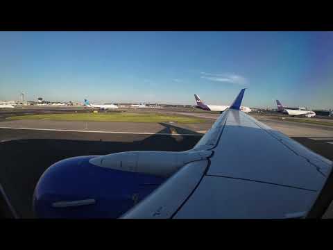 Аэропорт Ньюарк, NJ - United Airlines, взлёт в хорошую погоду
