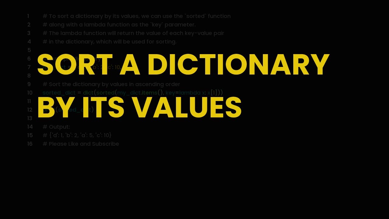 Sort a dictionary by its values - YouTube