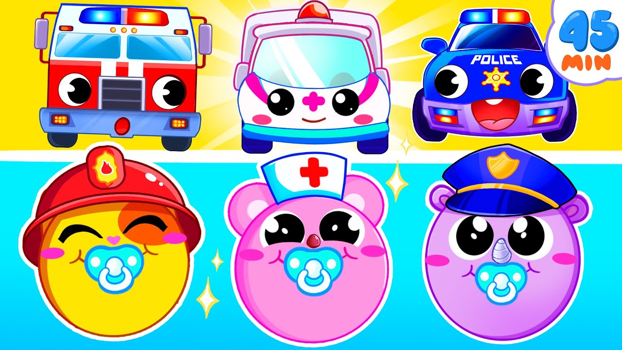 🚑 Wheels on the Ambulance! 🚒 Fire Truck & 🚔 Police Car Song 🎶 Muffin Socks